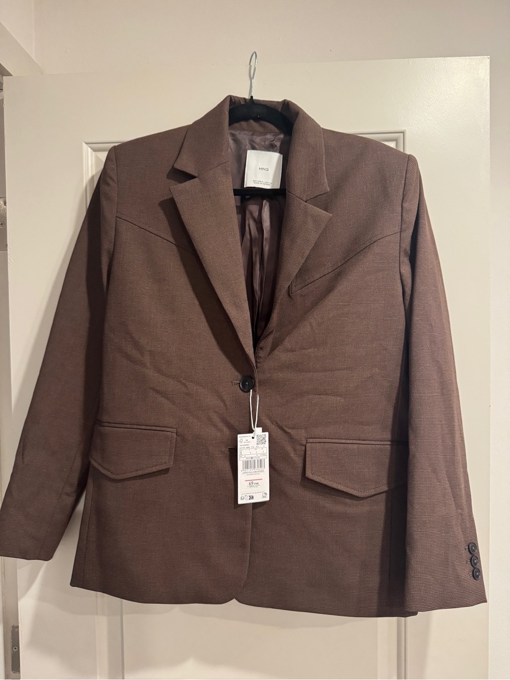 MNG brown single-button women's blazer